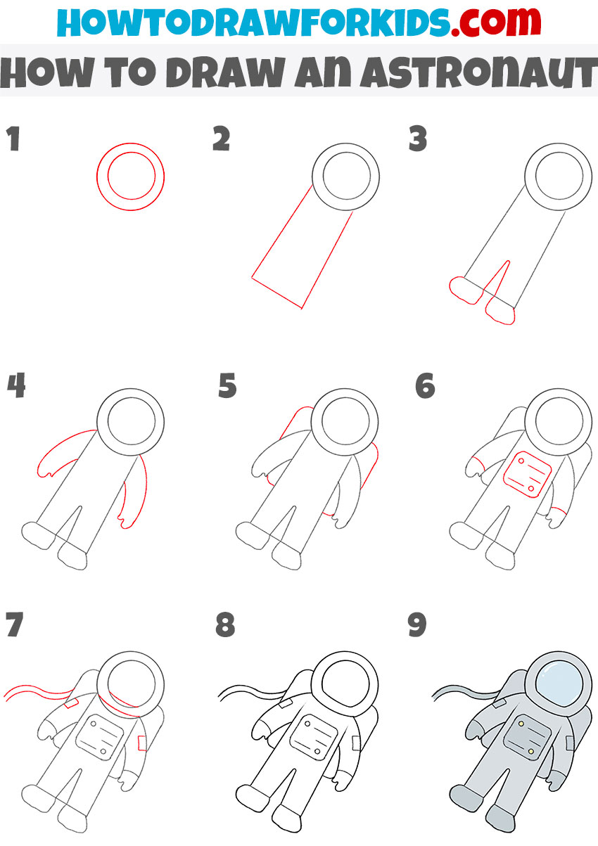 How To Draw An Astronaut Easy Drawing Tutorial For Kids