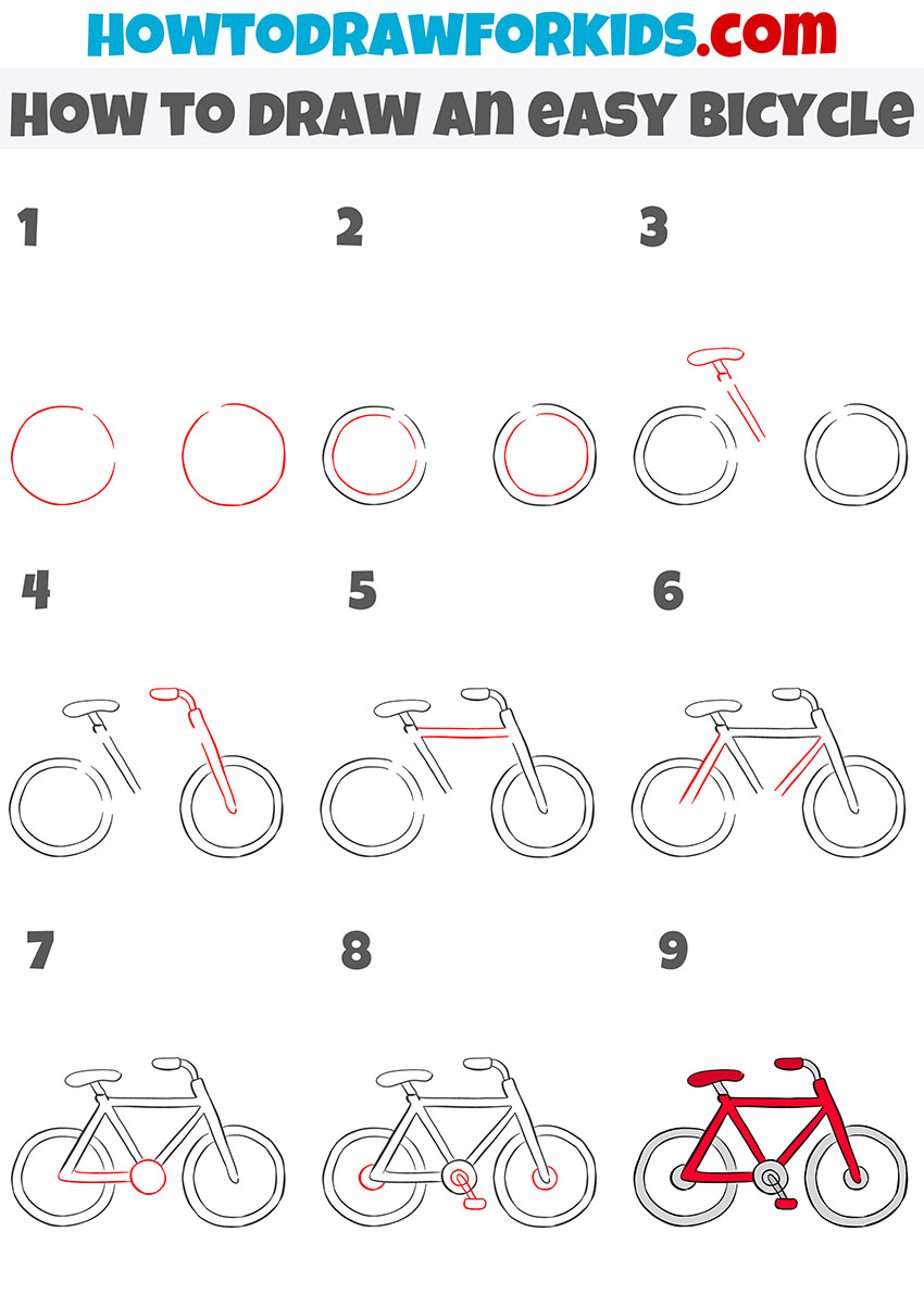 how to draw an easy bicycle step by step