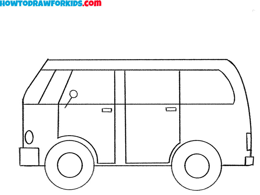 how to draw an easy van step by step easy