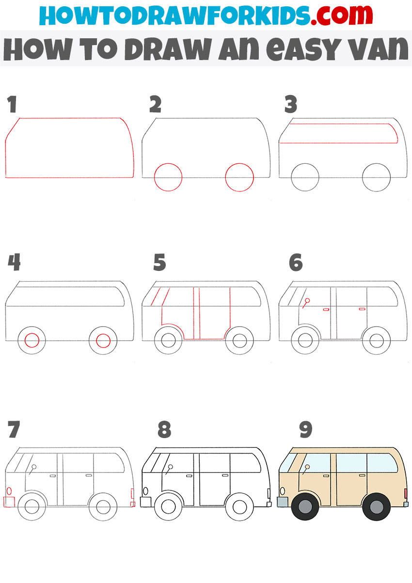 van step by step drawing tutorial