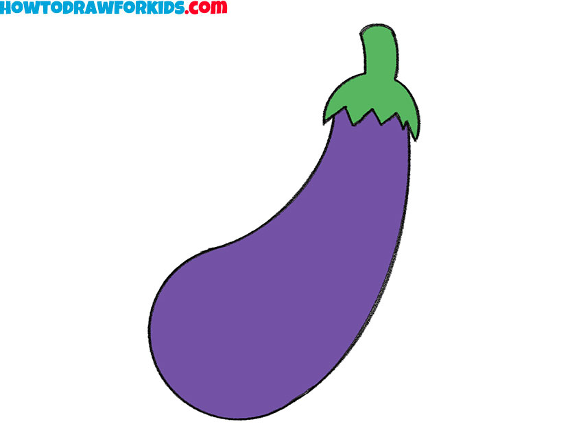 How to Draw Brinjal, How to Draw Eggplant Easy, Brinjal Drawing for kids, Eggplant  Drawing for kid | Drawing for kids, Drawings, Draw