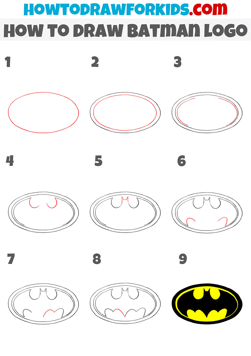 How to Draw Batman Logo - Easy Drawing Tutorial For Kids