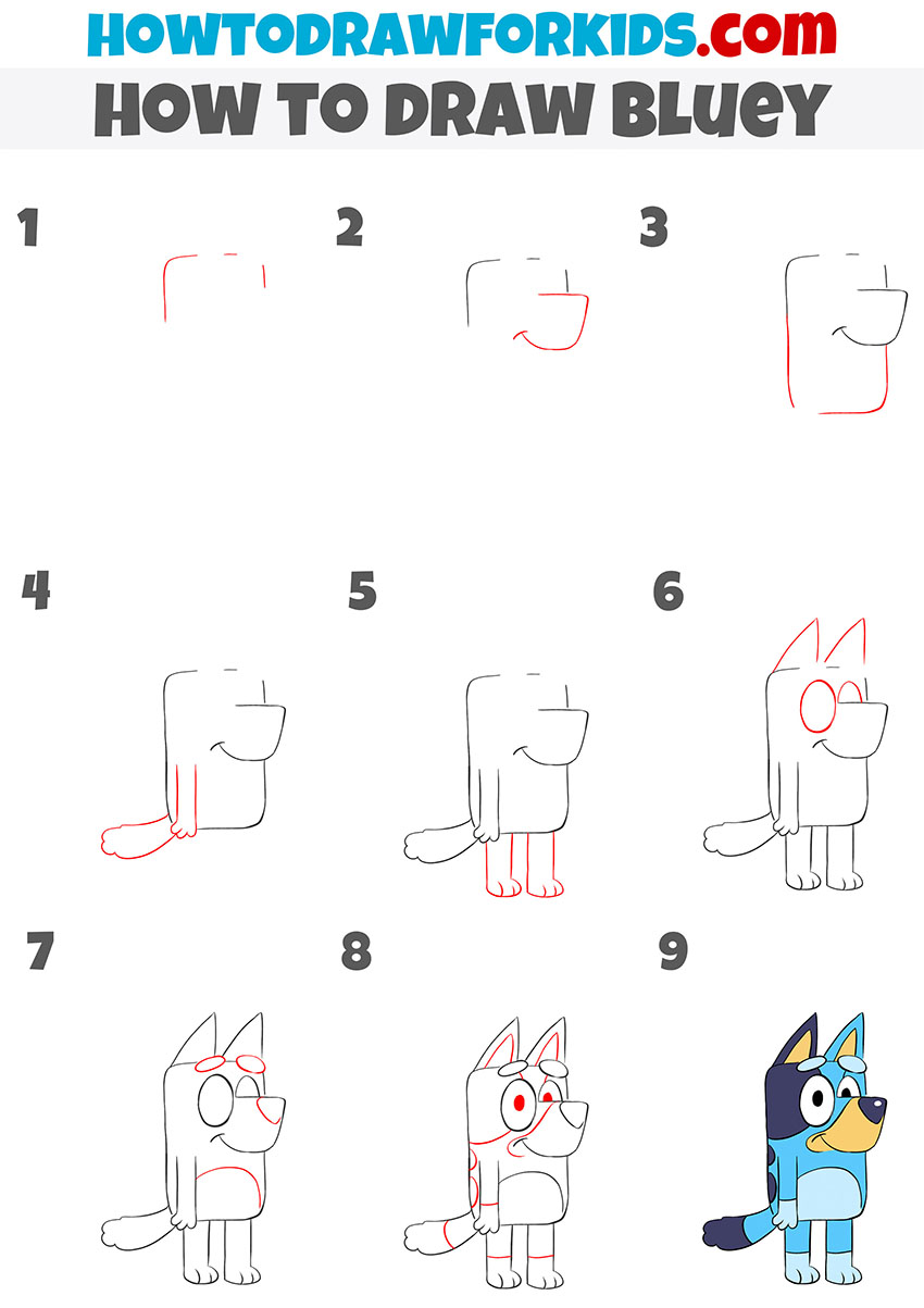 how to draw bluey step by step