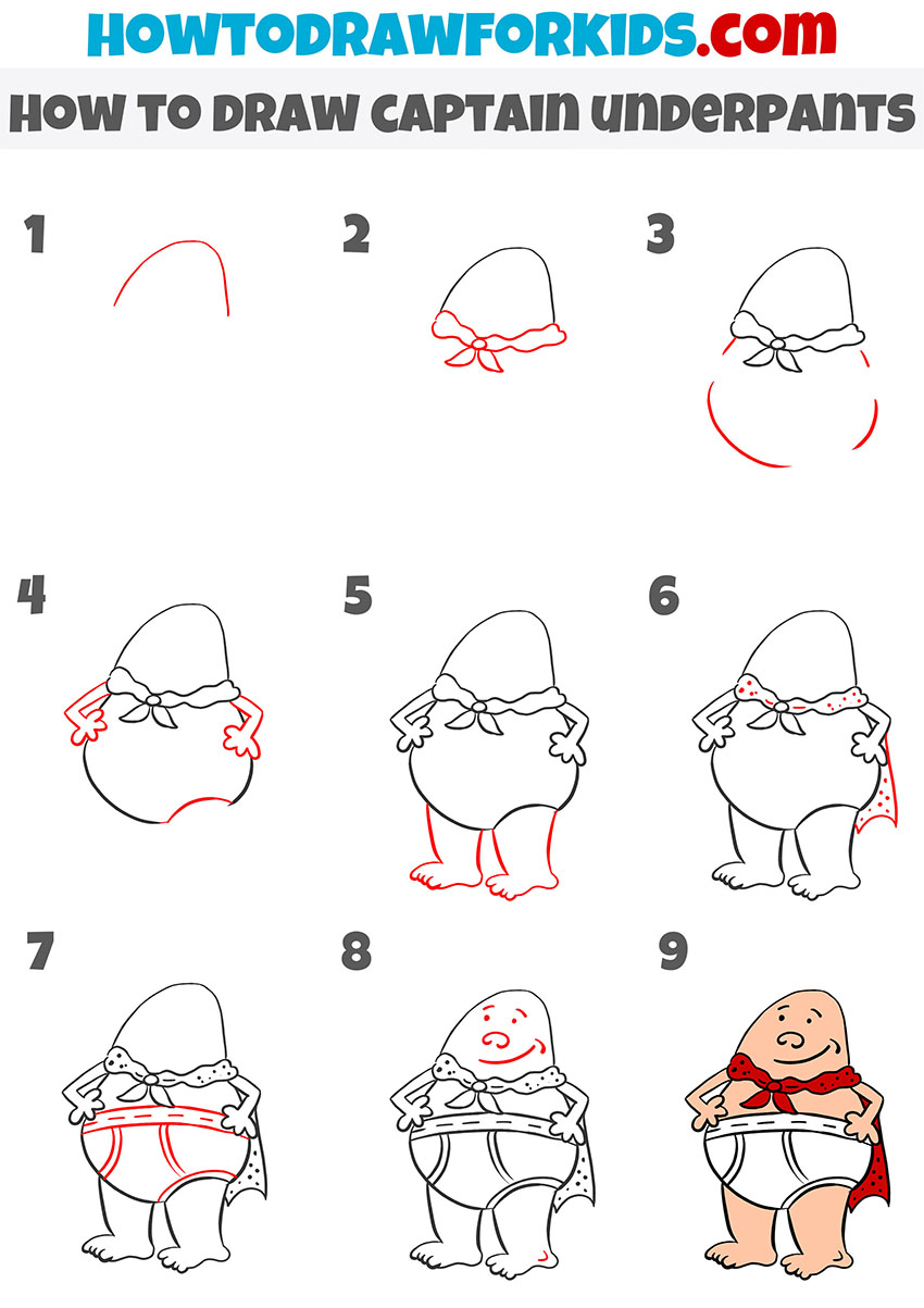 how to draw captain underpants step by step