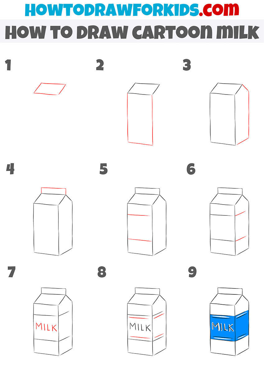 How to Draw Cartoon Milk - Easy Drawing Tutorial For Kids