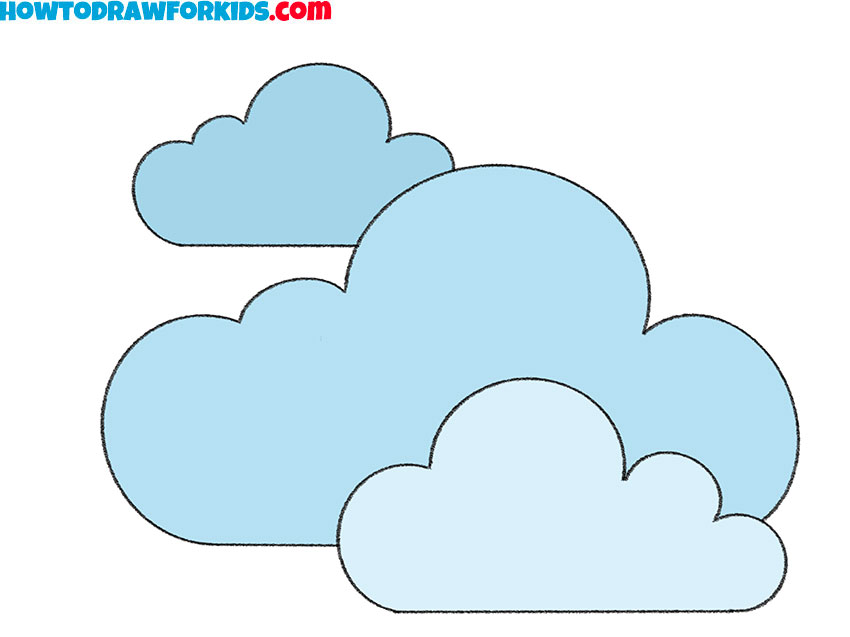 how to draw clouds step by step