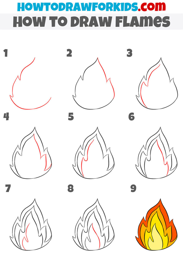 How to Draw Flames Step by Step Easy Drawing Tutorial For Kids