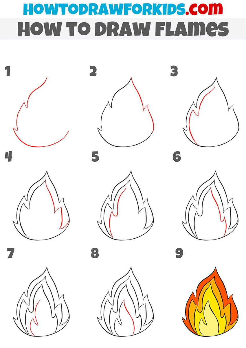 how to draw flames step by step