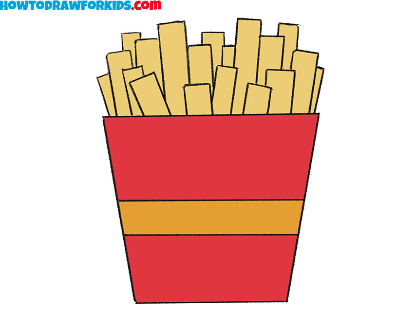 how to draw french fries for kids step by step