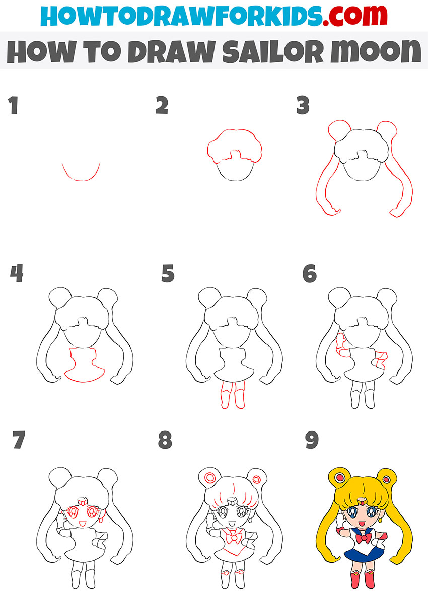 how to draw sailor moon step by step