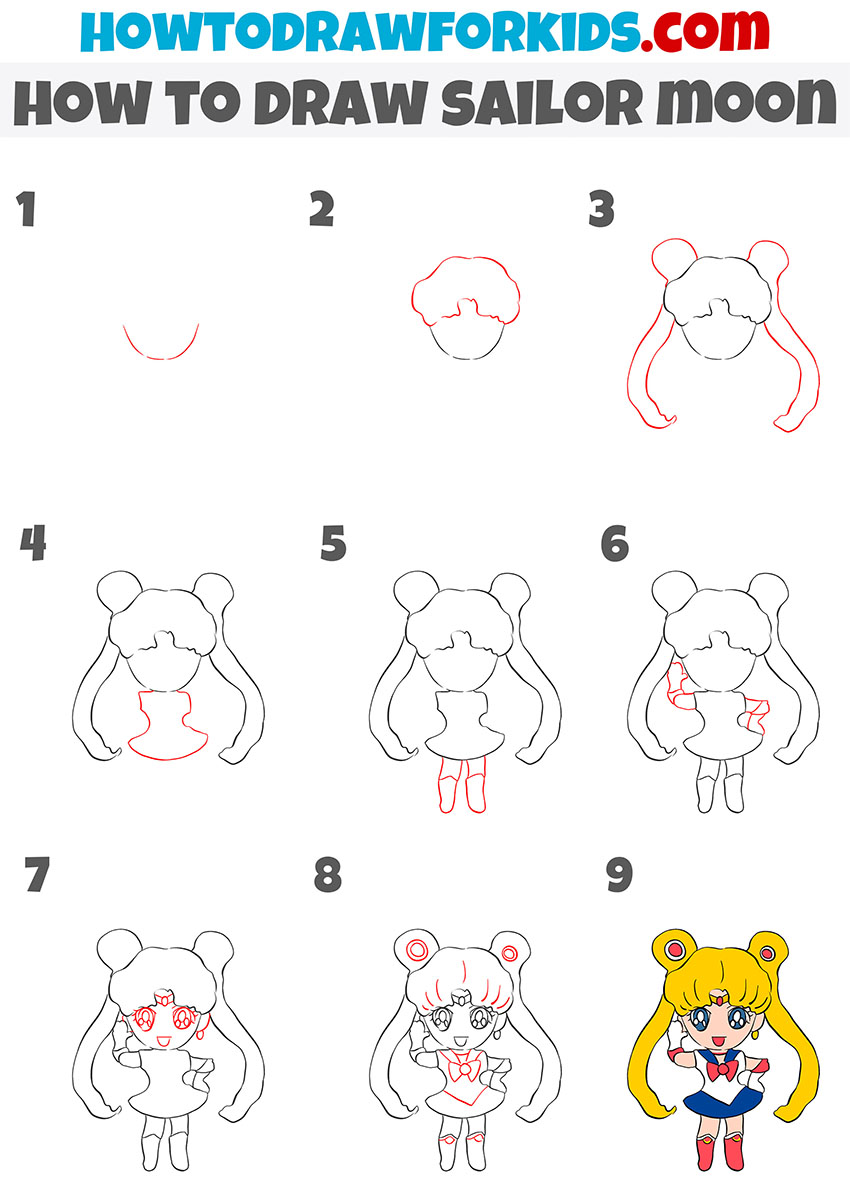 How to Draw Sailor Moon Easy Drawing Tutorial For Kids