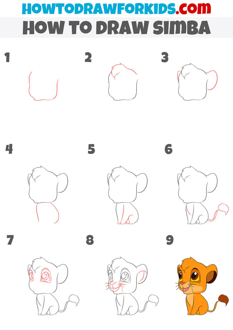 How to Draw Simba Easy Drawing Tutorial For Kids
