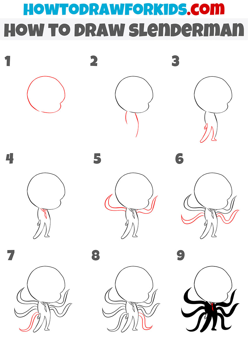 how to draw slenderman step by step