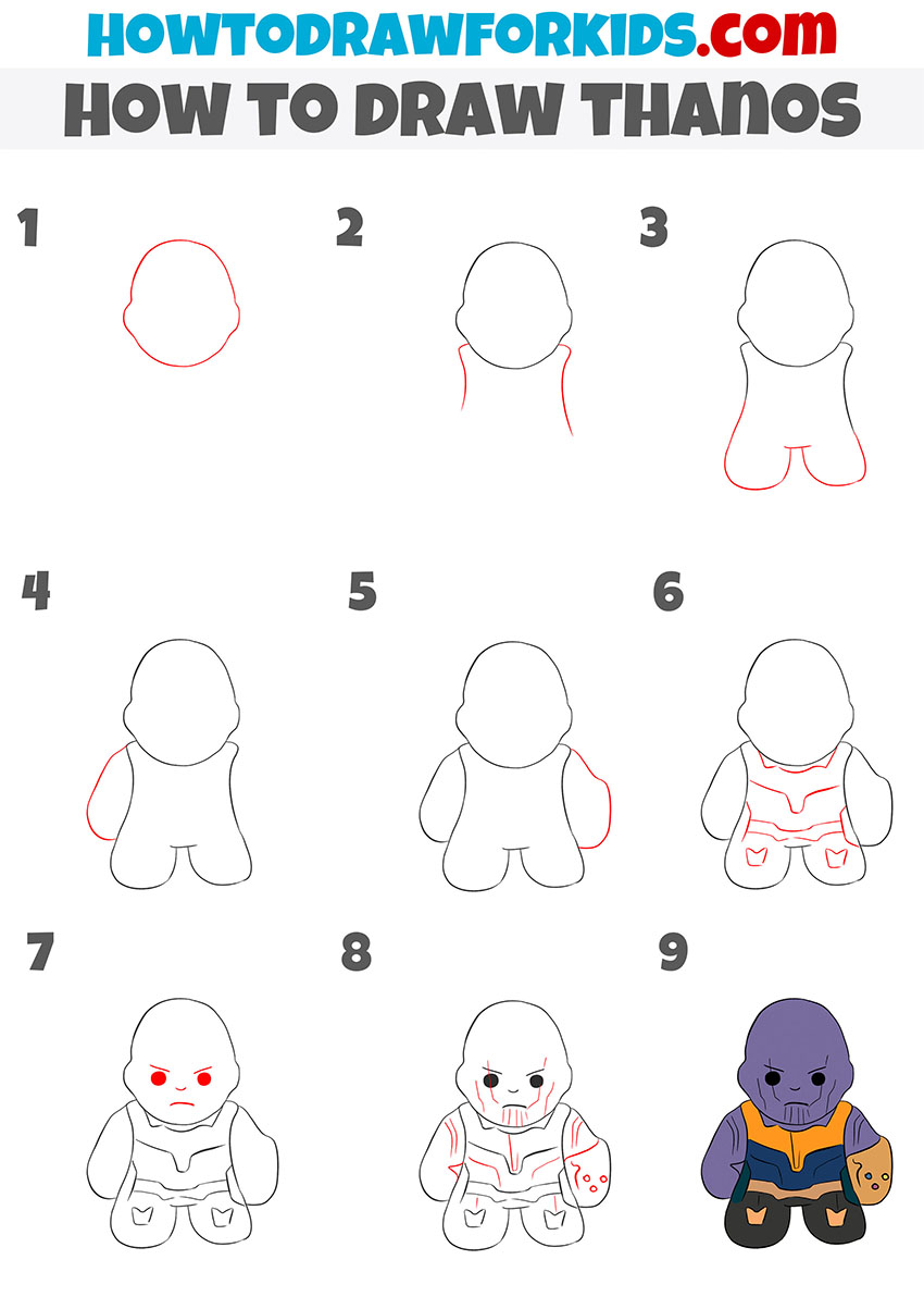 how to draw thanos step by step