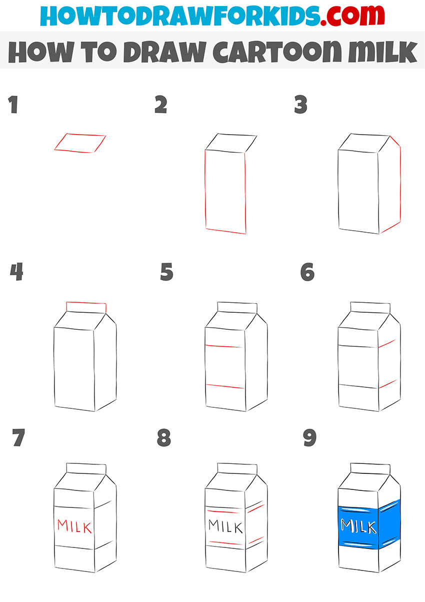Simple cartoon milk drawing tutorial
