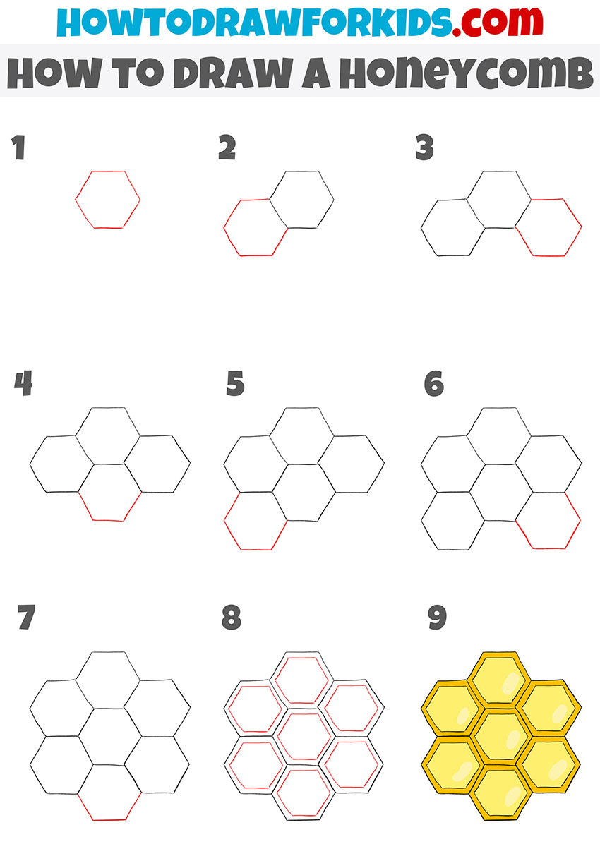 simple honeycomb drawing tutorial