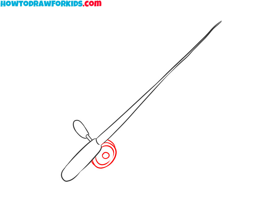 fishing pole drawing step by step