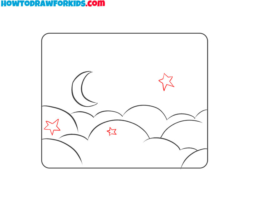 how-to draw a moon in the night sky