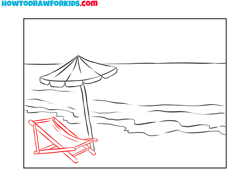 beach scene drawing step by step