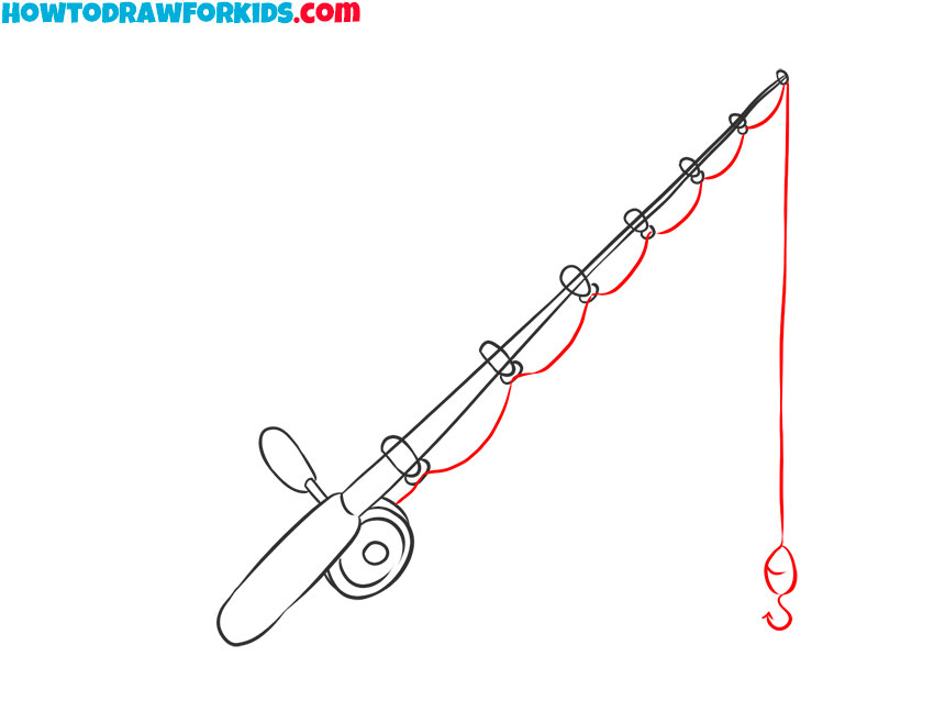 fishing pole drawing easy