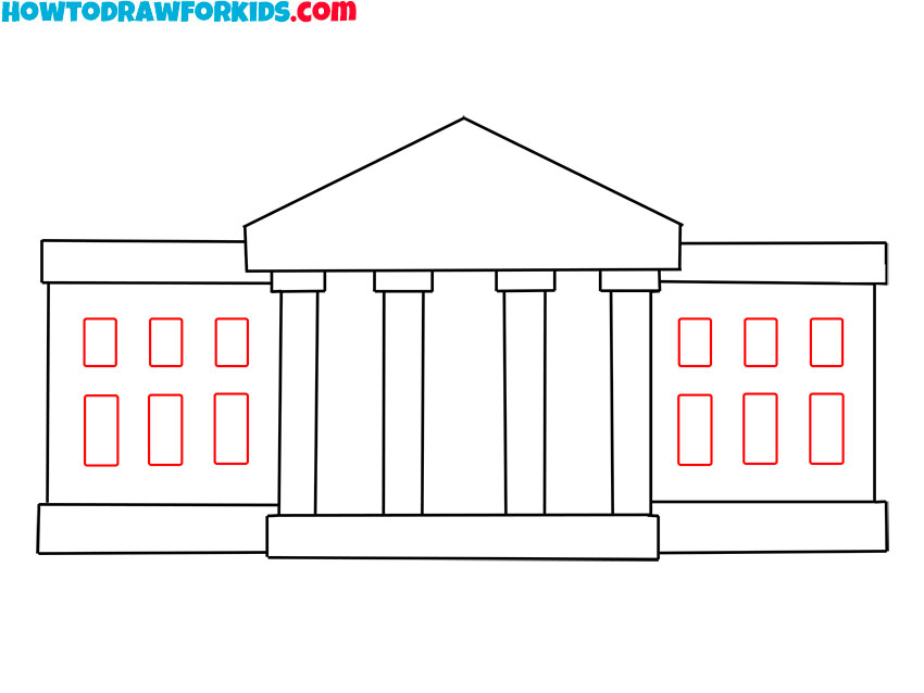 white house drawing step by step
