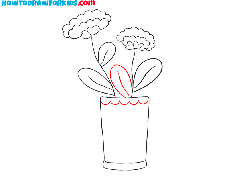 flower pot drawing easy step by step