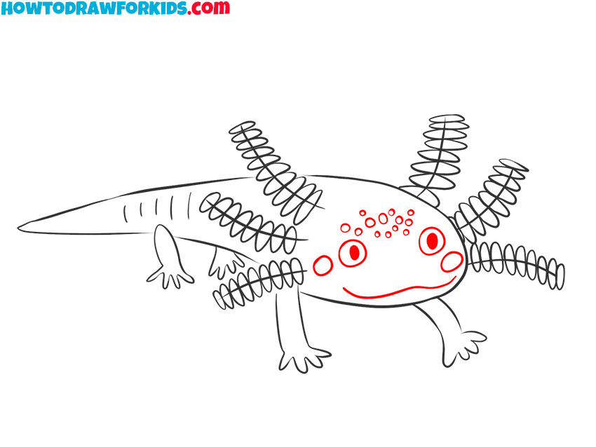 how to draw a cute axolotl easy