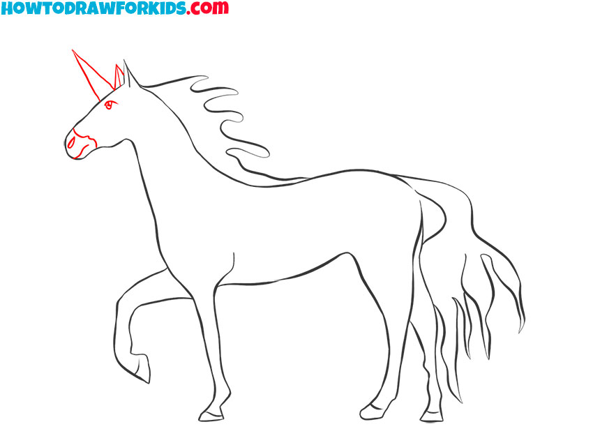 realistic unicorn drawing step by step
