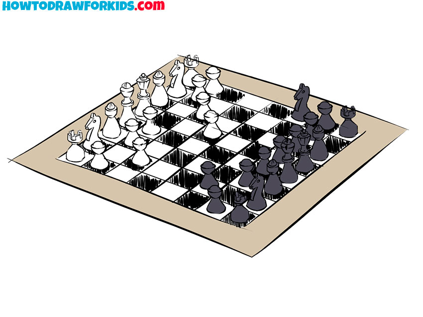 3d chess board drawing