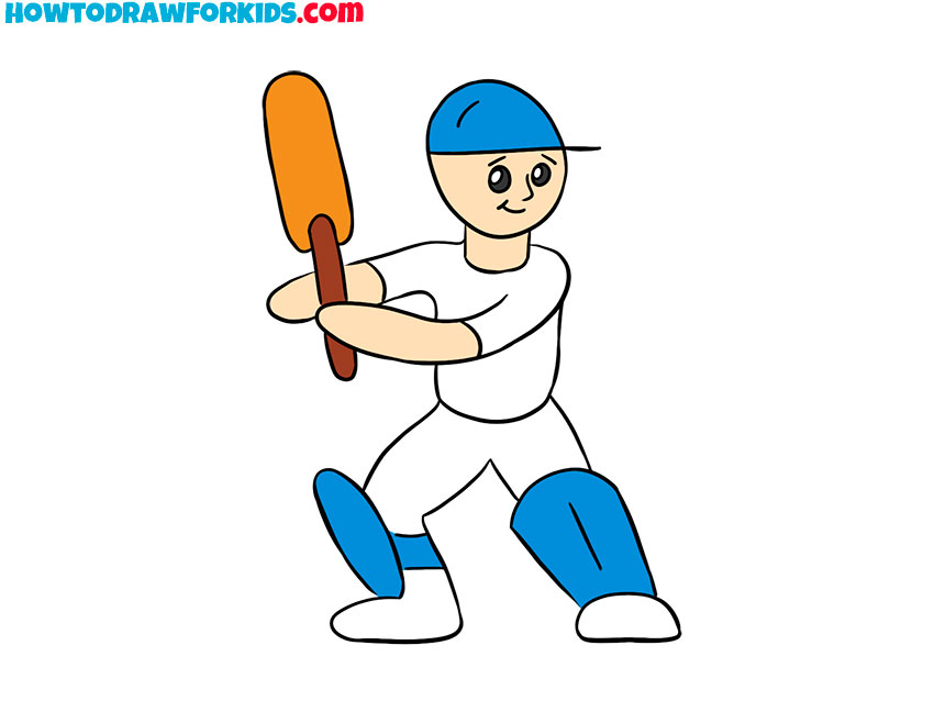 How to draw a cricket player batsman easy and step by step - YouTube