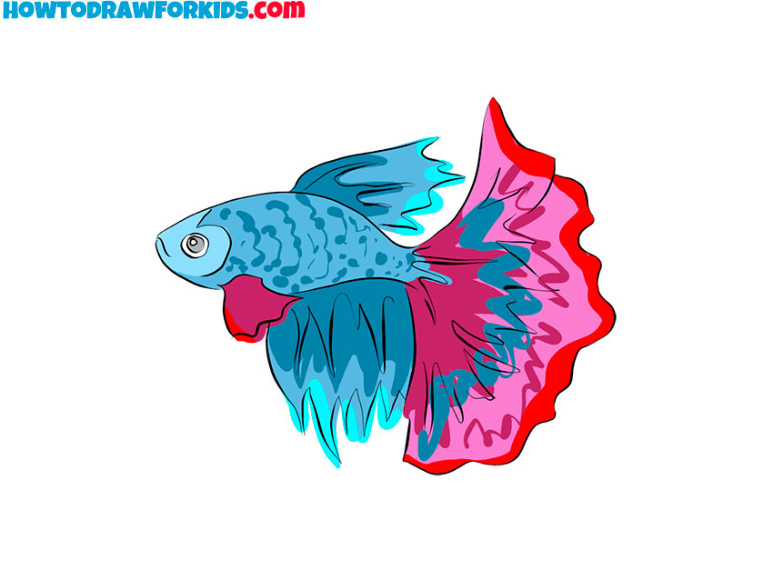 How to Draw a Betta Fish - Easy Drawing Tutorial For Kids