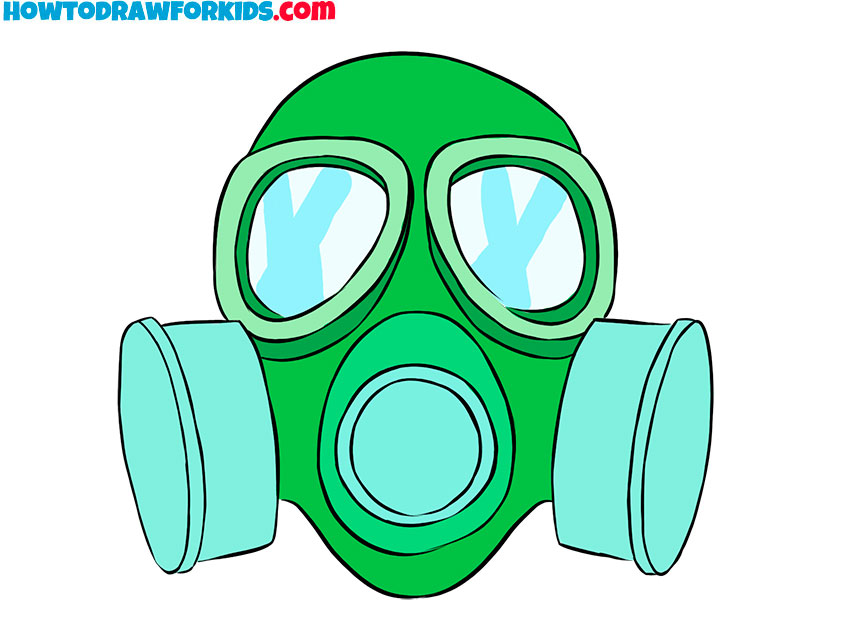 gas mask drawing lesson for kindergarten