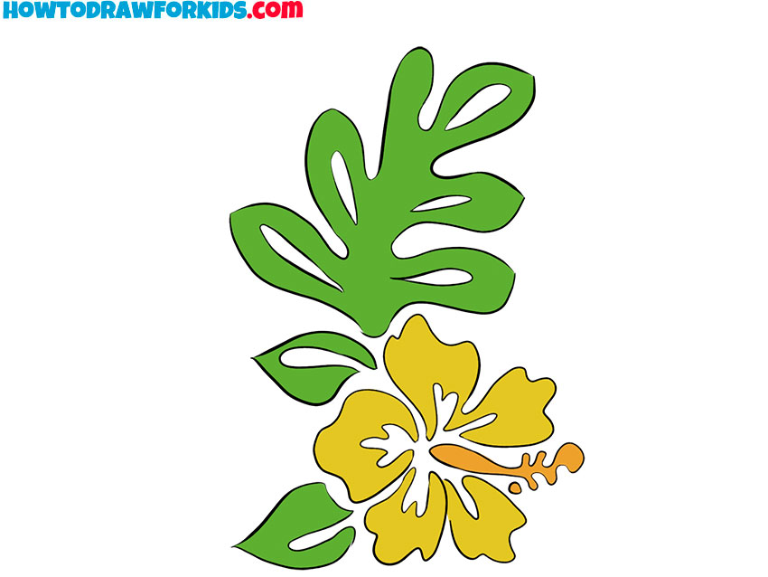 hawaiian flower drawing easy