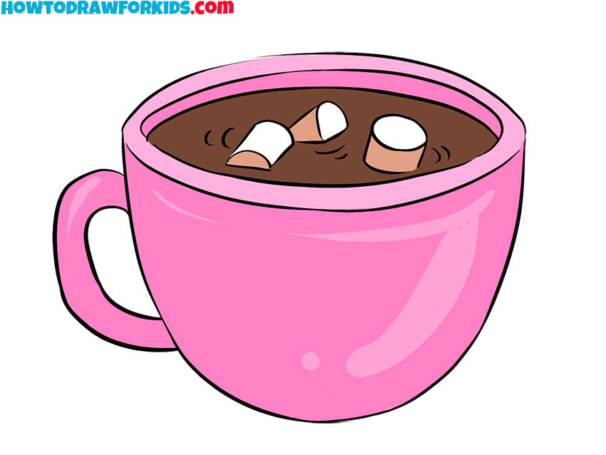 hot cocoa drawing tutorial for beginners