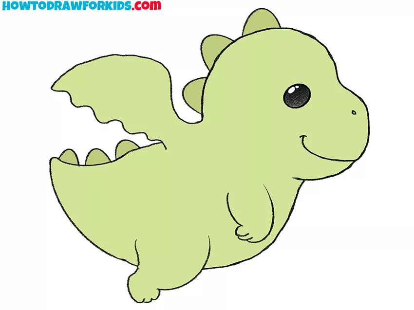 Baby Dragon Drawing - How To Draw A Baby Dragon Step By Step