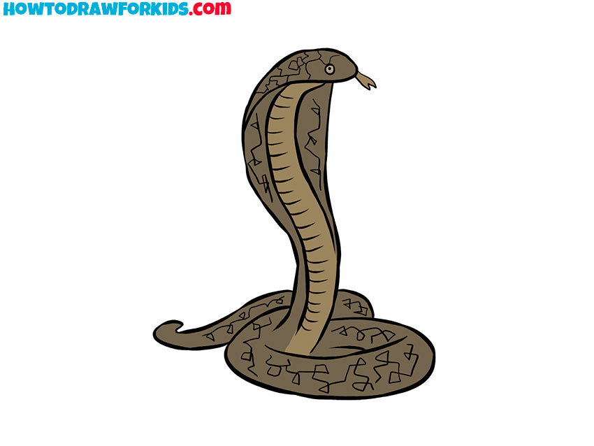 how to draw a king cobra snake easy