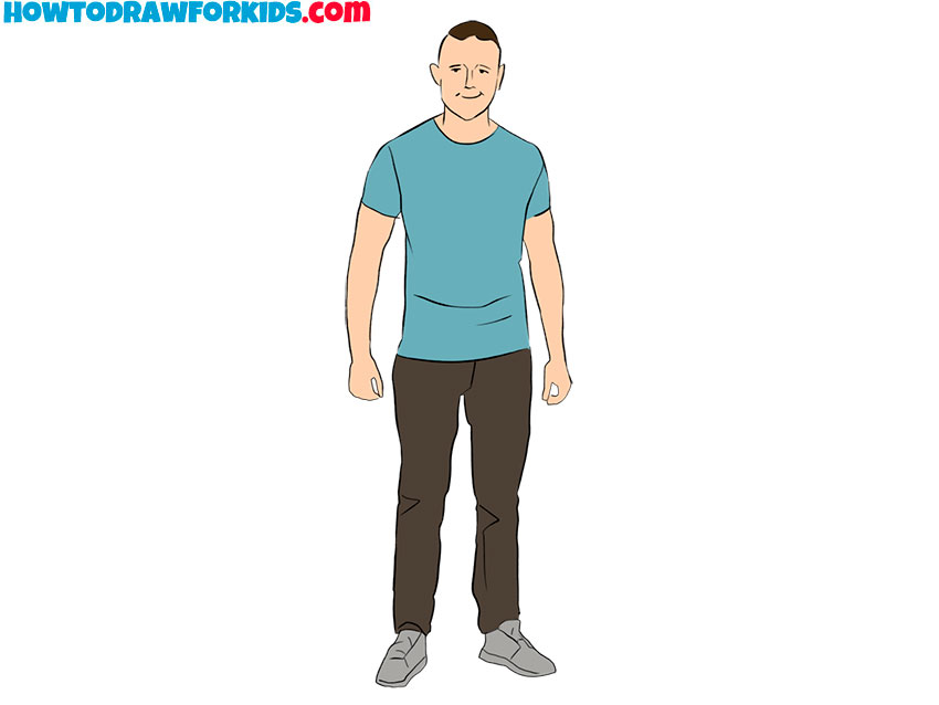 how to draw a person standing up step by step
