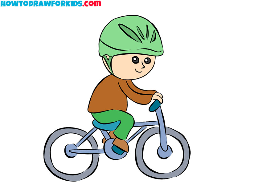 kid on a bike drawing tutorial step by step