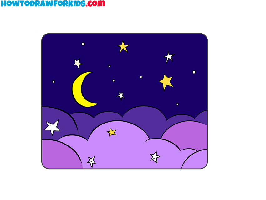 night sky drawing for beginners