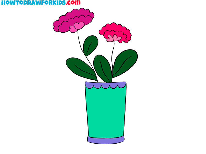simple easy flower pot drawing