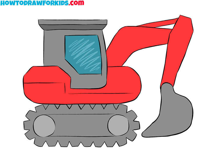 excavator drawing guide for kids