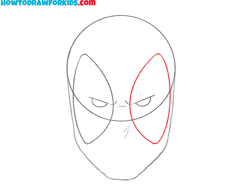 a Deadpool face drawing guide