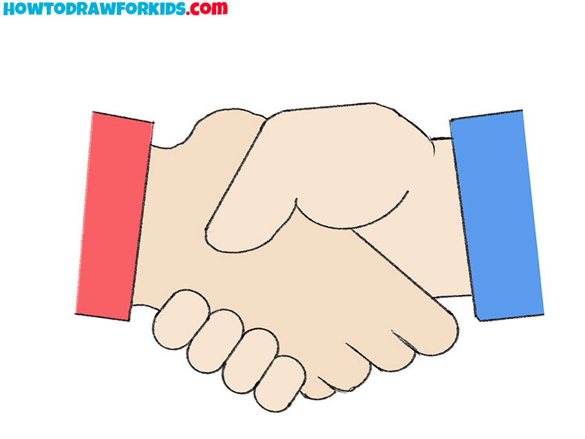 how to draw people shaking hands