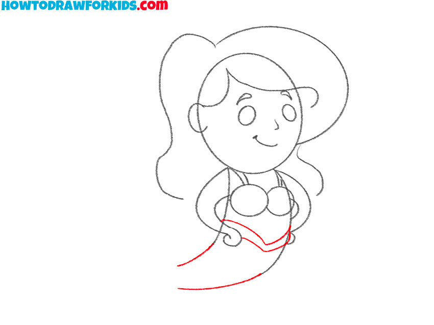 a mermaid girl drawing guide