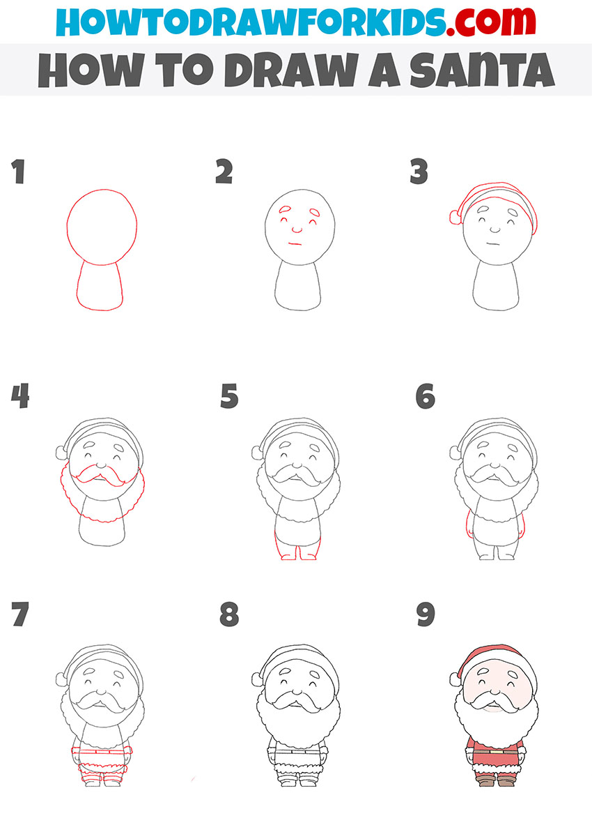 cartoon Santa drawing tutorial