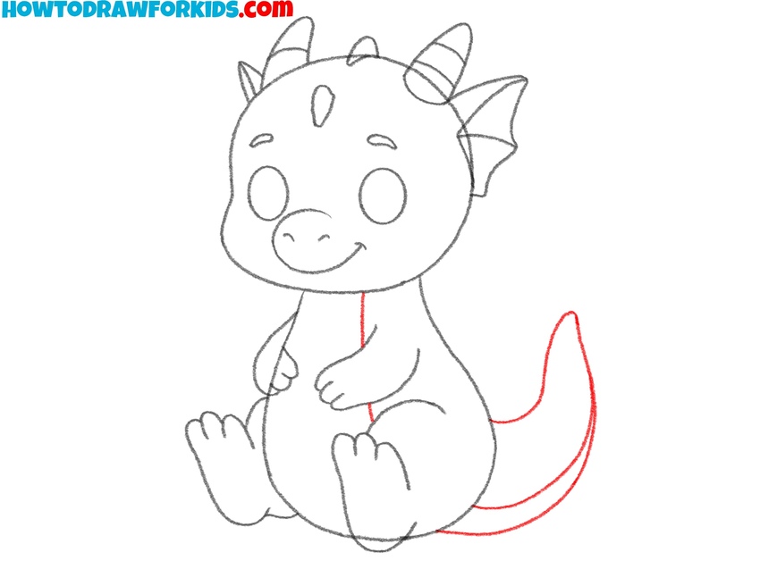 Draw the curved baby dragon tail shape