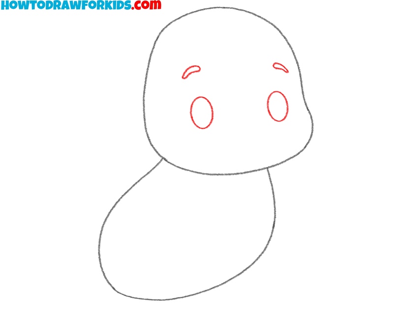 Sketch the elephant’s eyes and eyebrows