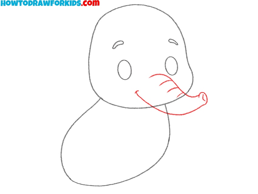 Sketch the trunk and mouth line