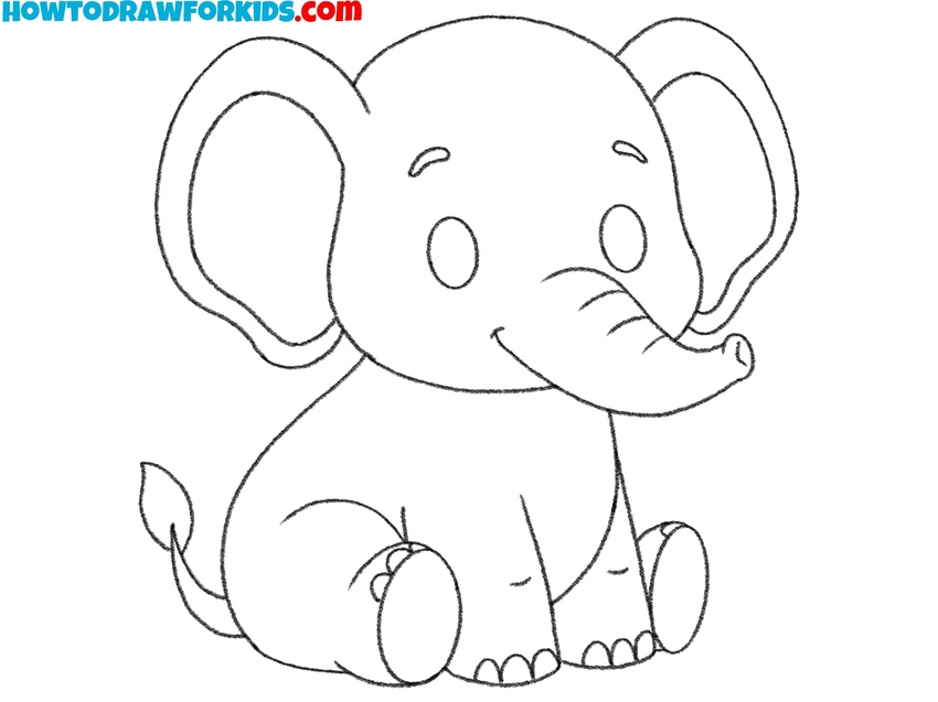 Finalize the baby elephant outline