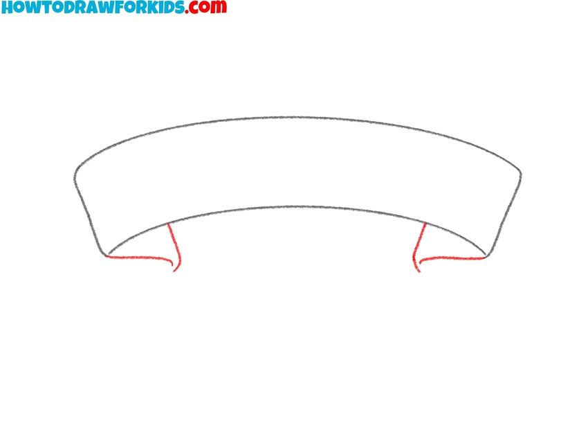 Add the folded sections below the ribbon